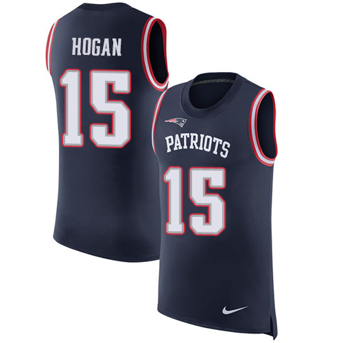 Nike Patriots #15 Chris Hogan Navy Blue Team Color Men's Stitched NFL Limited Rush Tank Top Jersey - Click Image to Close
